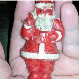 Vintage Plastic Santa Ornament